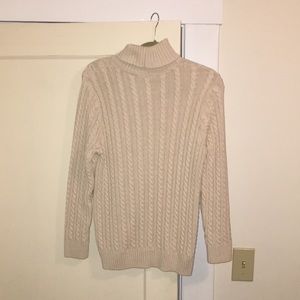 Thick cable knit turtleneck sweater